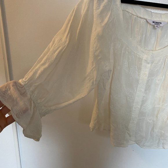 NWOT BB Dakota Canyon Sunrise White Boho Blouse, S/M - Picture 4 of 6